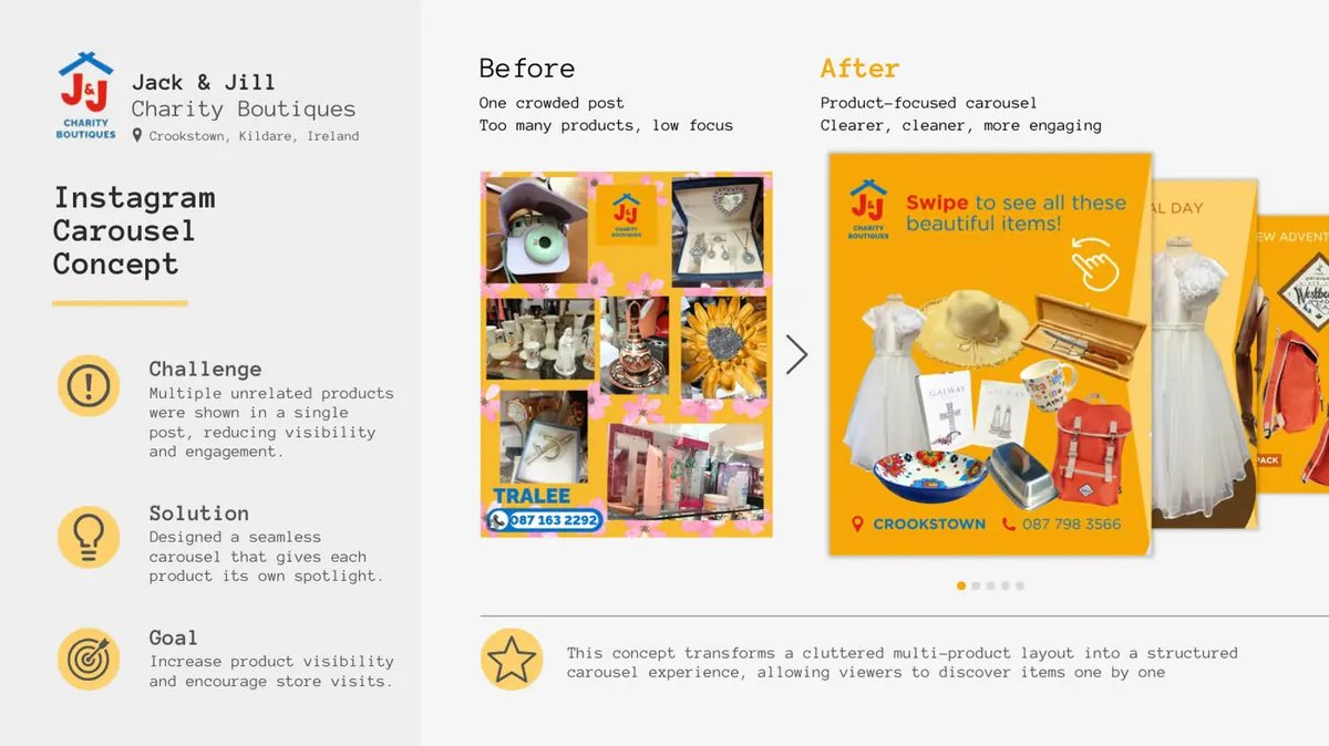 Jack and Jill charity boutiques Instagram concept deck