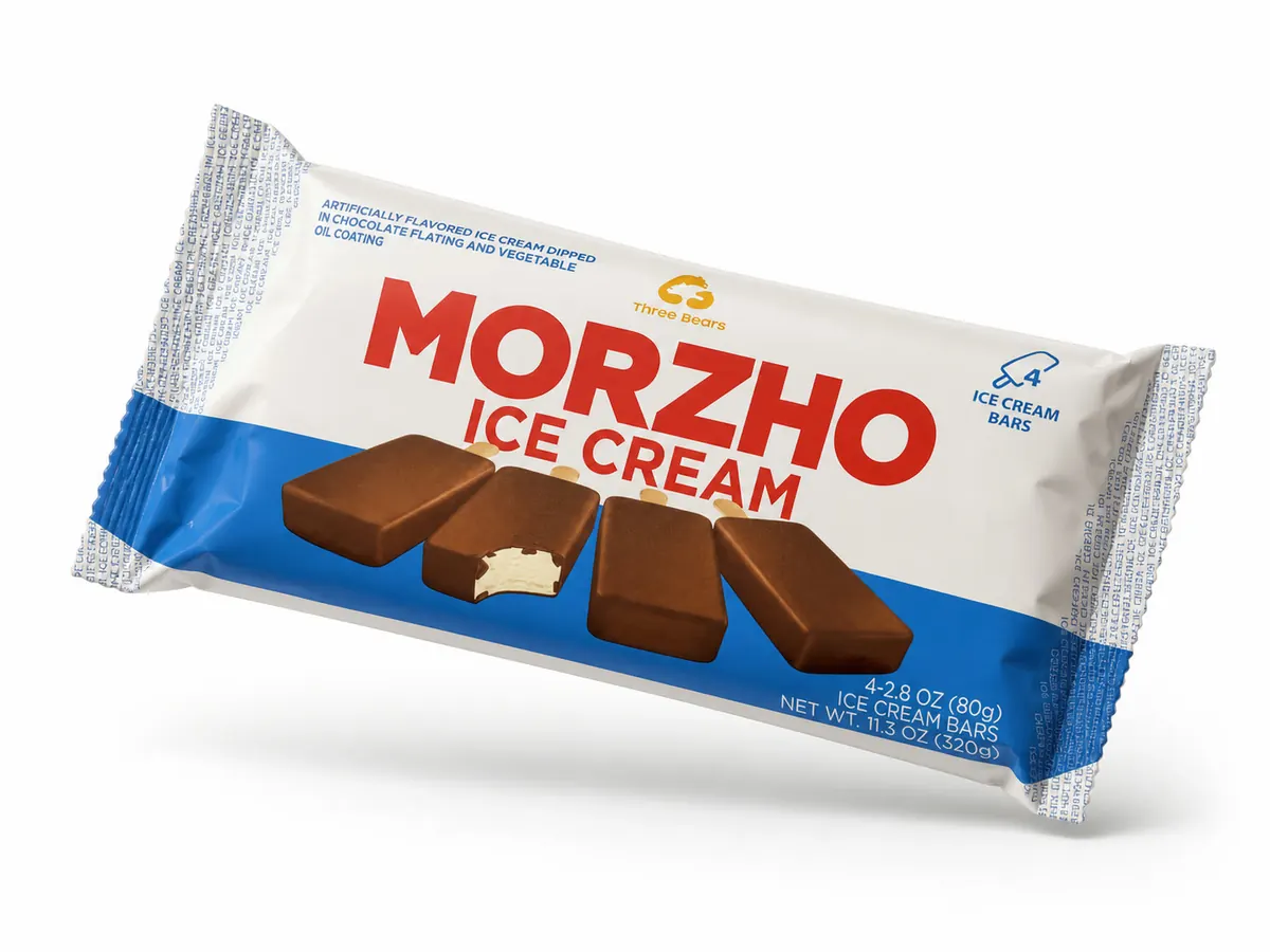 Morzho ice-cream packaging rendered in 3D